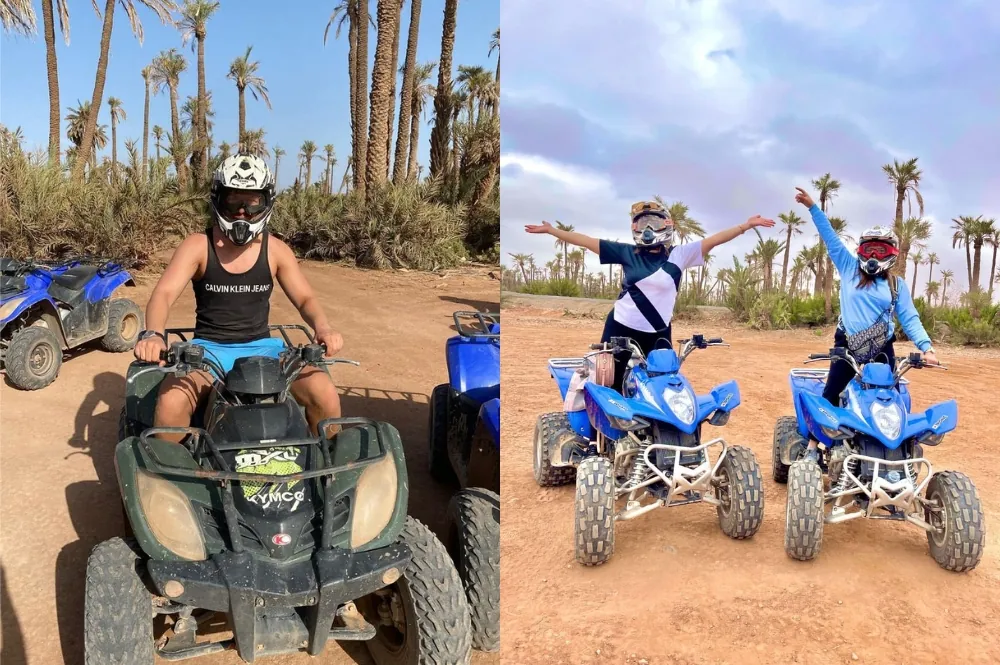 Quad ATV sur piste désertique près de la palmeraie de Marrakech
